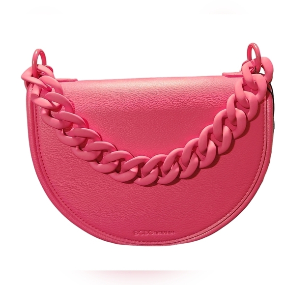 BCBGeneration Handbags - BCBGeneration Magenta Chain Cresent Crossbody Purse NWT Hot Pink